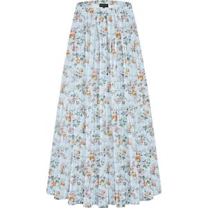 image:imageNASHALYLY Womens Chiffon Elastic High Waist Pleated ALine Flared Maxi SkirtsLight Green Floral