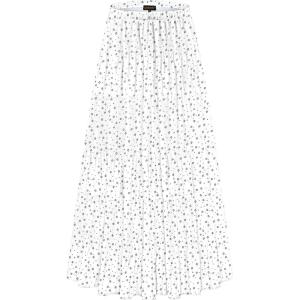 image:imageNASHALYLY Womens Chiffon Elastic High Waist Pleated ALine Flared Maxi SkirtsWhite Black Floral