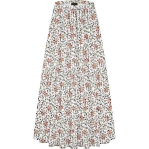 image:imageNASHALYLY Womens Chiffon Elastic High Waist Pleated ALine Flared Maxi SkirtsWhite Red Floral