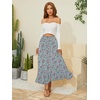image:imageNASHALYLY Womens Chiffon Elastic High Waist Pleated ALine Flared Maxi SkirtsBlue Pink Floral