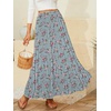 image:imageNASHALYLY Womens Chiffon Elastic High Waist Pleated ALine Flared Maxi SkirtsBlue Pink Floral