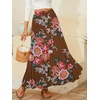 image:imageNASHALYLY Womens Chiffon Elastic High Waist Pleated ALine Flared Maxi SkirtsBrown Flower
