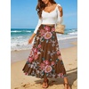 image:imageNASHALYLY Womens Chiffon Elastic High Waist Pleated ALine Flared Maxi SkirtsBrown Flower