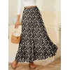 image:imageNASHALYLY Womens Chiffon Elastic High Waist Pleated ALine Flared Maxi SkirtsEbony White Floral