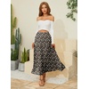 image:imageNASHALYLY Womens Chiffon Elastic High Waist Pleated ALine Flared Maxi SkirtsEbony White Floral