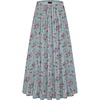 image:imageNASHALYLY Womens Chiffon Elastic High Waist Pleated ALine Flared Maxi SkirtsBlue Pink Floral