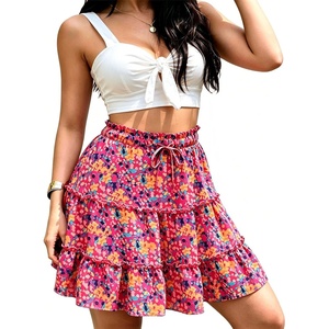 image:imageNASHALYLY Summer Mini Skirts for Women Casual Boho Floral High Waist Tiered SkirtsFlower40